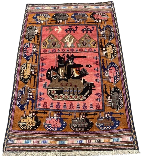 Soviet Afghan War Rug Tank Design | Full Pink