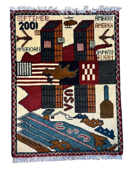 9/11 Afghan War Rug | Brown Dove / Checkered Flag